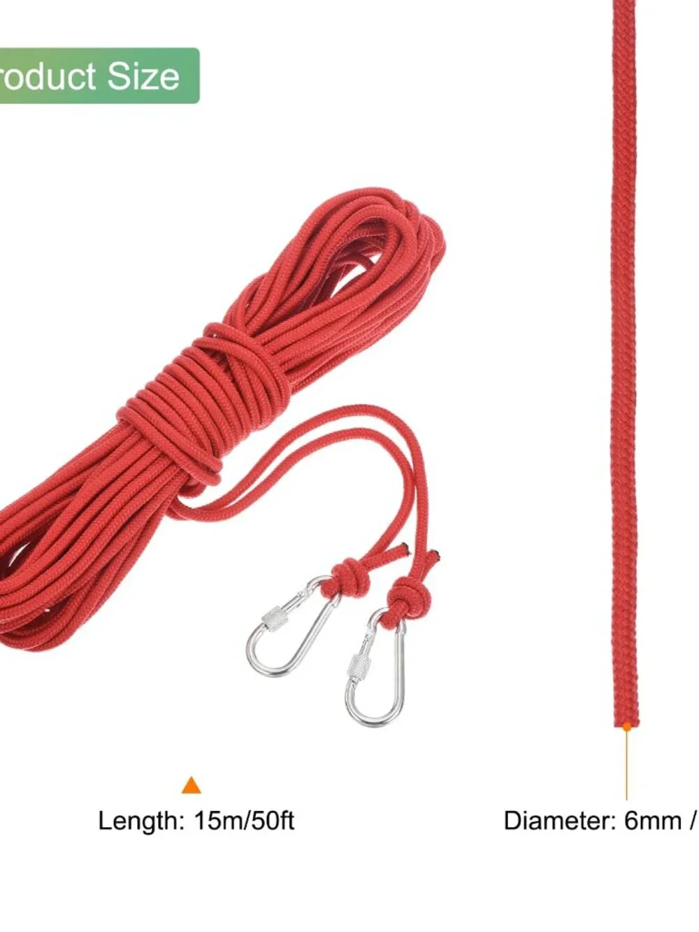 MECCANIXITY Hollow Braided Polypropylene Anchor Rope with Hook, 1/4 Inch 50ft Ny